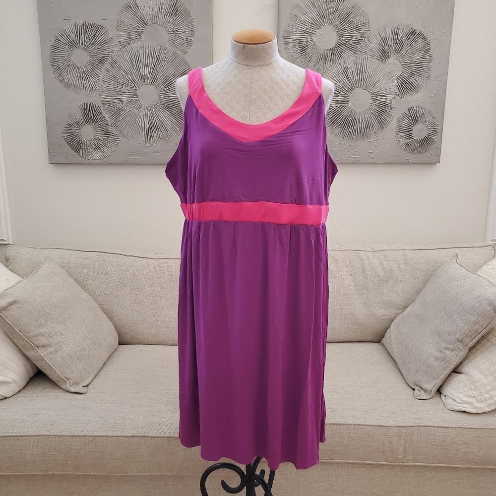 NEW! Lane Bryant Purple/Pink Colorblock Sleeveless Jersey Dress